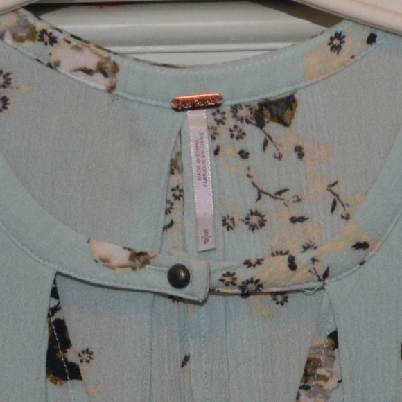 FREE PEOPLE Tree Swing Tunic Top Mint Green Floral - Picture 3 of 5